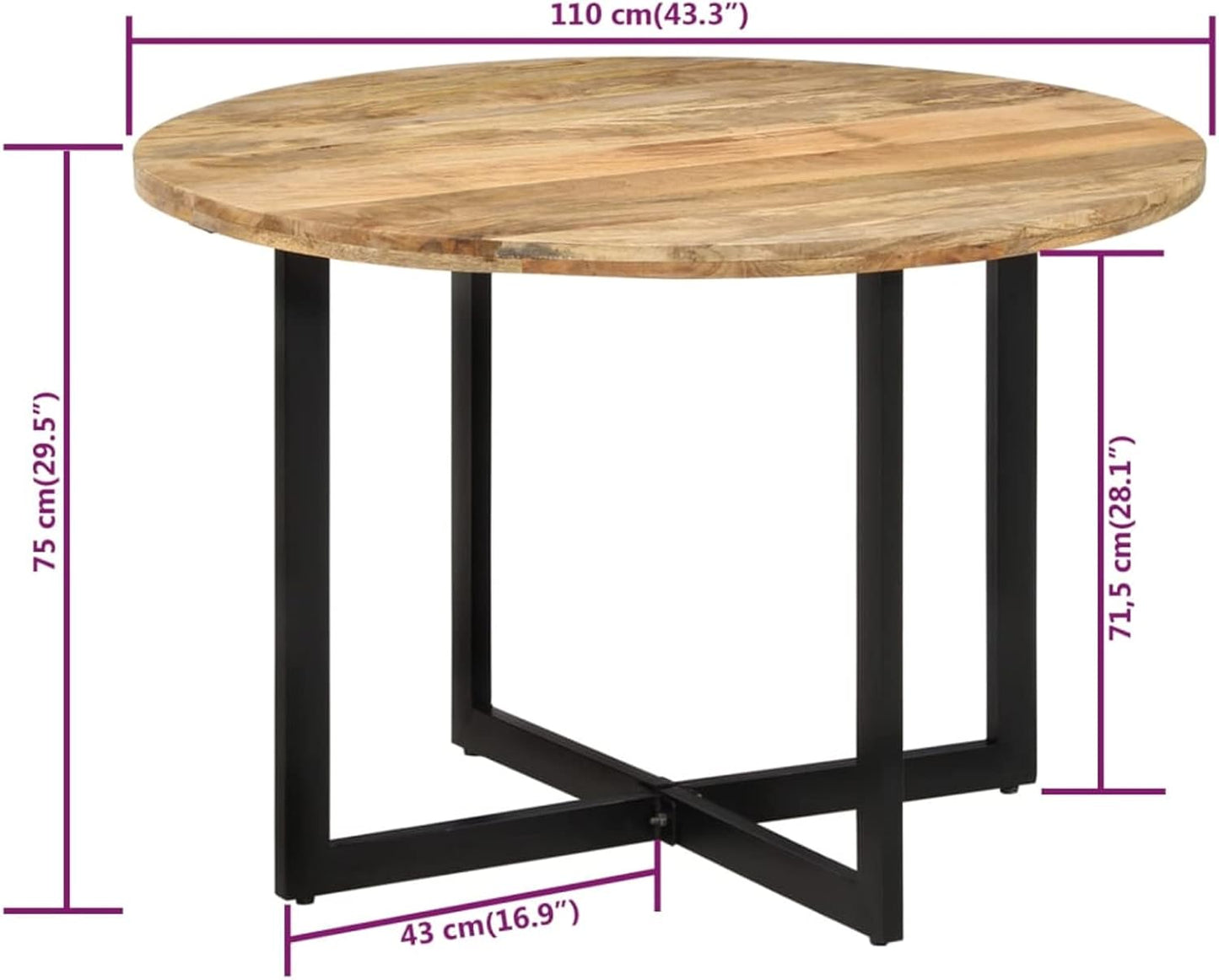 BaraSh Esstisch Esszimmertisch Dining Table Essen Tisch Esszimmertische 110x75 cm Massivholz Mango