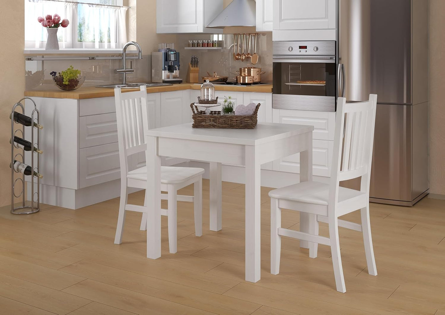 Small Dining Table Solid Wood Table White Kitchen Table Legs Smooth 90.70-50AW