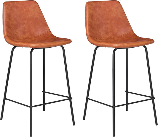 Happy Garden Lucien Vintage Bar Stools Set of 2 Cognac Seat Height 65 cm