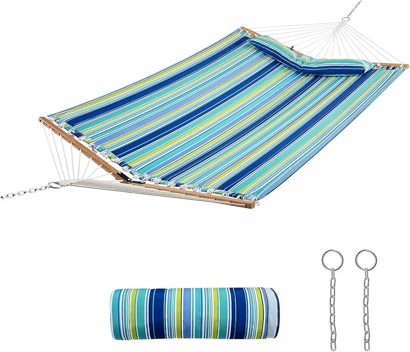 Hammock with Cushion, Breathable Lying Surface Approx. 190 x 140 cm, Load Capacity up to 150 kg, for Outdoor Camping, Patio, Garden (Blue)