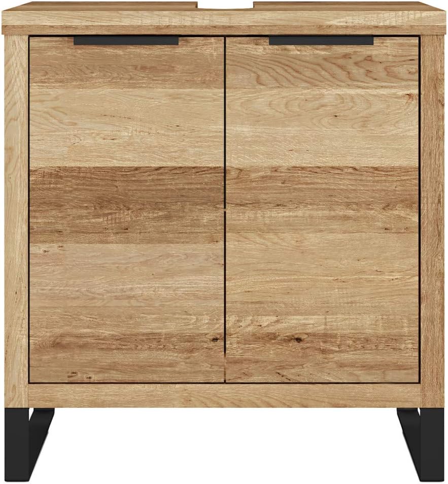 Woodkings Sydney Vanity Unit I Narrow Bathroom Cabinet W x H x D: 56 x 60 x 25 cm I Bathroom Furniture Made of Solid Wood Wild Oak I Small Vanity Unit for Bathroom or Guest Toilet