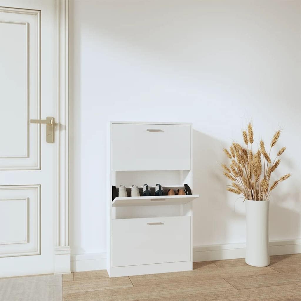 Shoe Cupboard High-Gloss White 59 x 17 x 108 cm