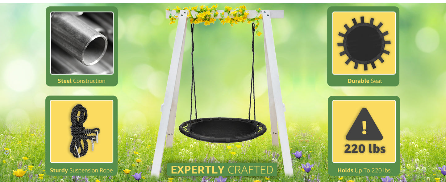 Sorbus Saucer Tree Swing- Kids Outdoor Disc Round Swing - 40" Heavy Duty 220lbs Seat- Easy Install Flying Saucer Web Circle Swing- Perfect for Gift,Playground, Birthday, Xmas, IndoorOutdoor Tire Swing