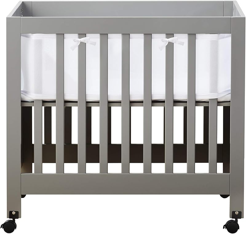 Mini Crib Breathable Mesh Liner by BreathableBaby, Classic 3mm Mesh, White, Size 4M Covers 4 Sides FITS MINI CRIBS WITH 38x24” MATTRESS ONLY