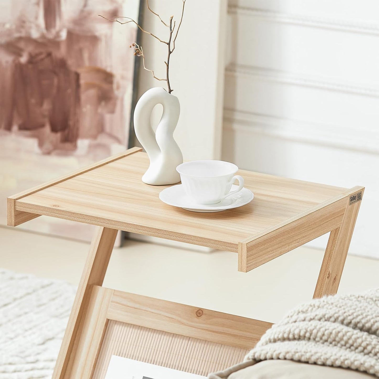 Side Table Narrow Coffee Table Bedside Table Sofa Table Telephone Table Laptop Table Care Table Natural Width 45 x 56 x 36 cm