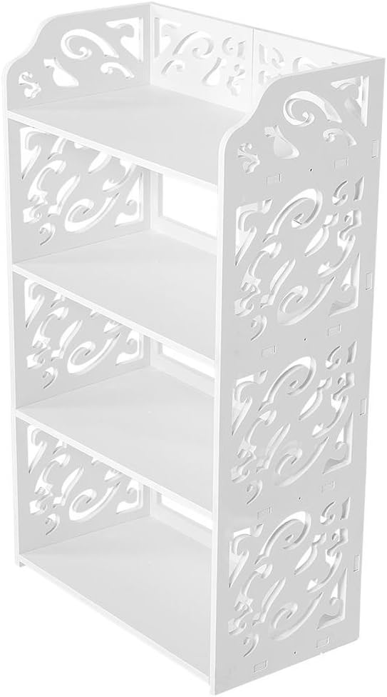 Wakects Shoe Rack with 4 Shelves Shoe Rack Environmental Protection Material Hollow Out Shoes Stand Corner Shelf Small Boltless Shelf for Living Room Bathroom 40 x 23 x 71 cm