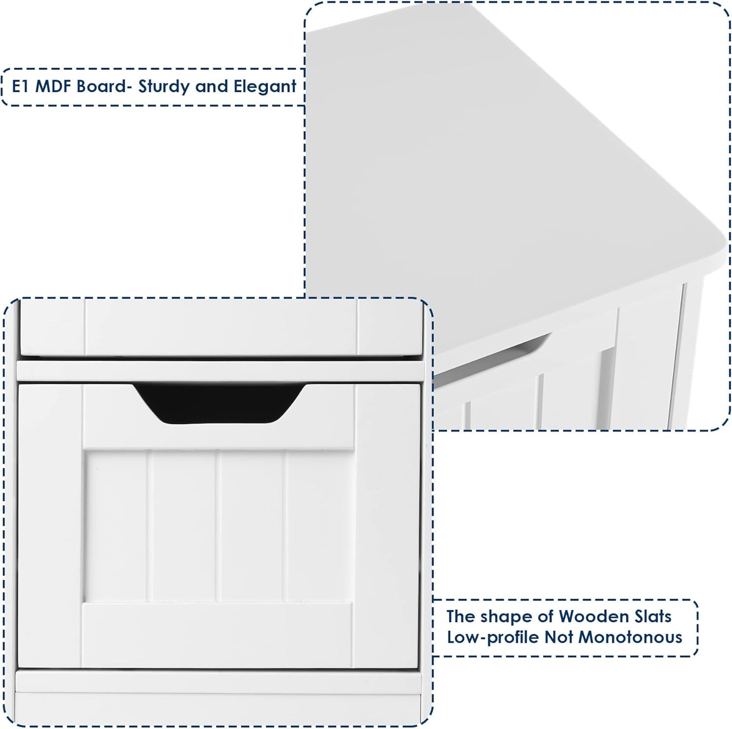 FOTOSOK Bathroom Storage Cabinet, Side Cabinet with 4 Drawers, 11.8” x 11.8” x 32.5” Freestanding Bathroom Cabinet Entryway Cupboard Storage Organizer Unit Home Furniture Decor, White