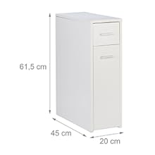 Relaxdays 1 x Alcove Cabinet with 2 Drawers for Bathroom, Kitchen, Living Room, Space Saving Alcove Shelf, H x W x D 61.5 x 20 x 45 cm, White