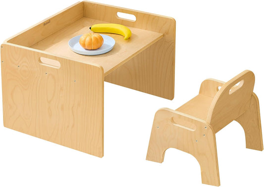 Montessori Weaning Table and Chair Set for Toddlers, Kids Furniture for Play, Dining & Crafts, Ideal for Boys and Girls Aged 1-3 Years