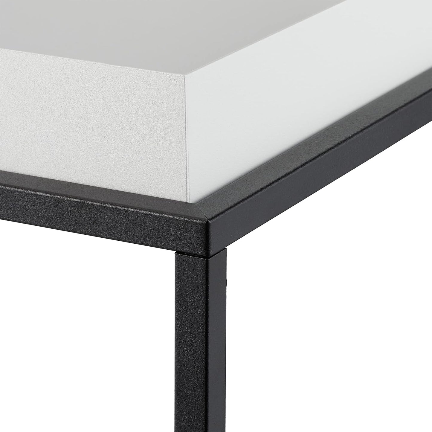 Side Table, Storage Table with Serving Tray, Height 47 x 42 x 42 cm, Steel, Square Sofa Table, White/Black