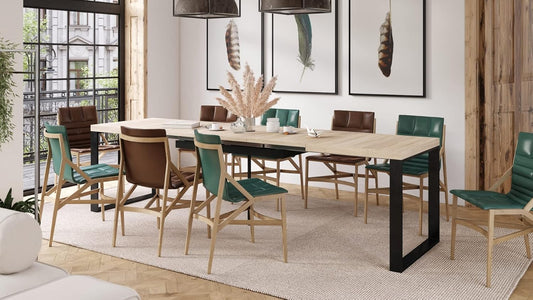 Dining Table Extendible 120 to 270 cm Colour: Sonoma Oak Matt Black