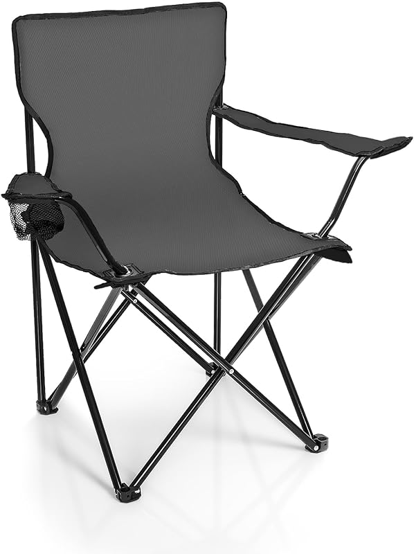 BigDean Folding Chair Black Camping Chair Fishing Chair with Drink Holder and Carry Bag - Folding Fishing Chair Garden Chair Folding Chair Relaxing Chair Fishing Chair Foldable