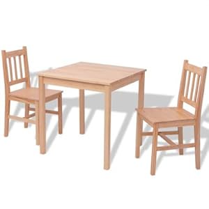 Set of 4 Chairs with Dining Table Set Pine Wood Brown