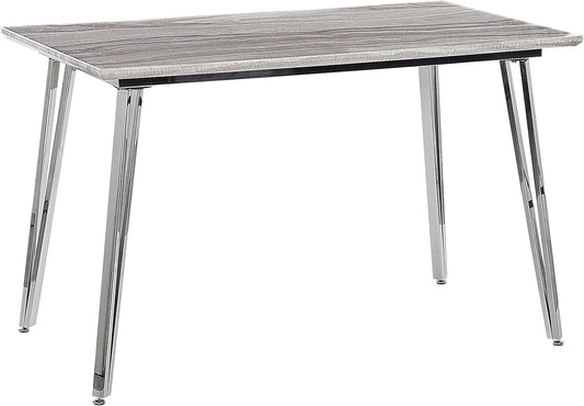 Dining Table Marble Look White / Silver Metal Frame Rectangular 120 x 70 cm Greyton