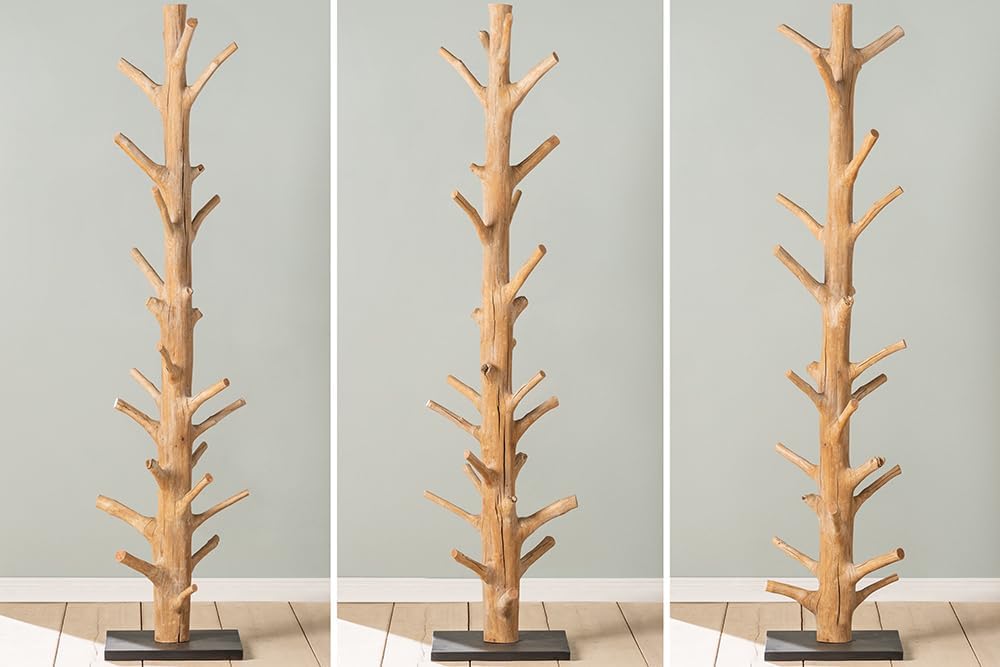 Solid Coat Stand Tree Nature 170 cm Natural Wood Coat Rack Hallway Coat Hook Made of Solid Wood