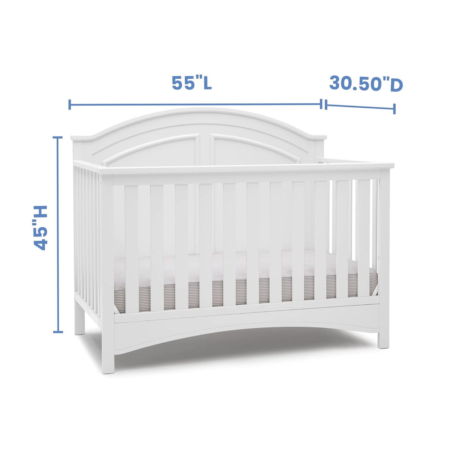 Delta Children Perry 6-in-1 Convertible Crib - Greenguard Gold Certified, Bianca White