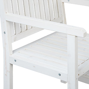 Garden Bench with Integrated Table, 2-Seater, Robust Wooden Bench, HBT: 86 x 161 x 61 cm, Garden and Balcony, White