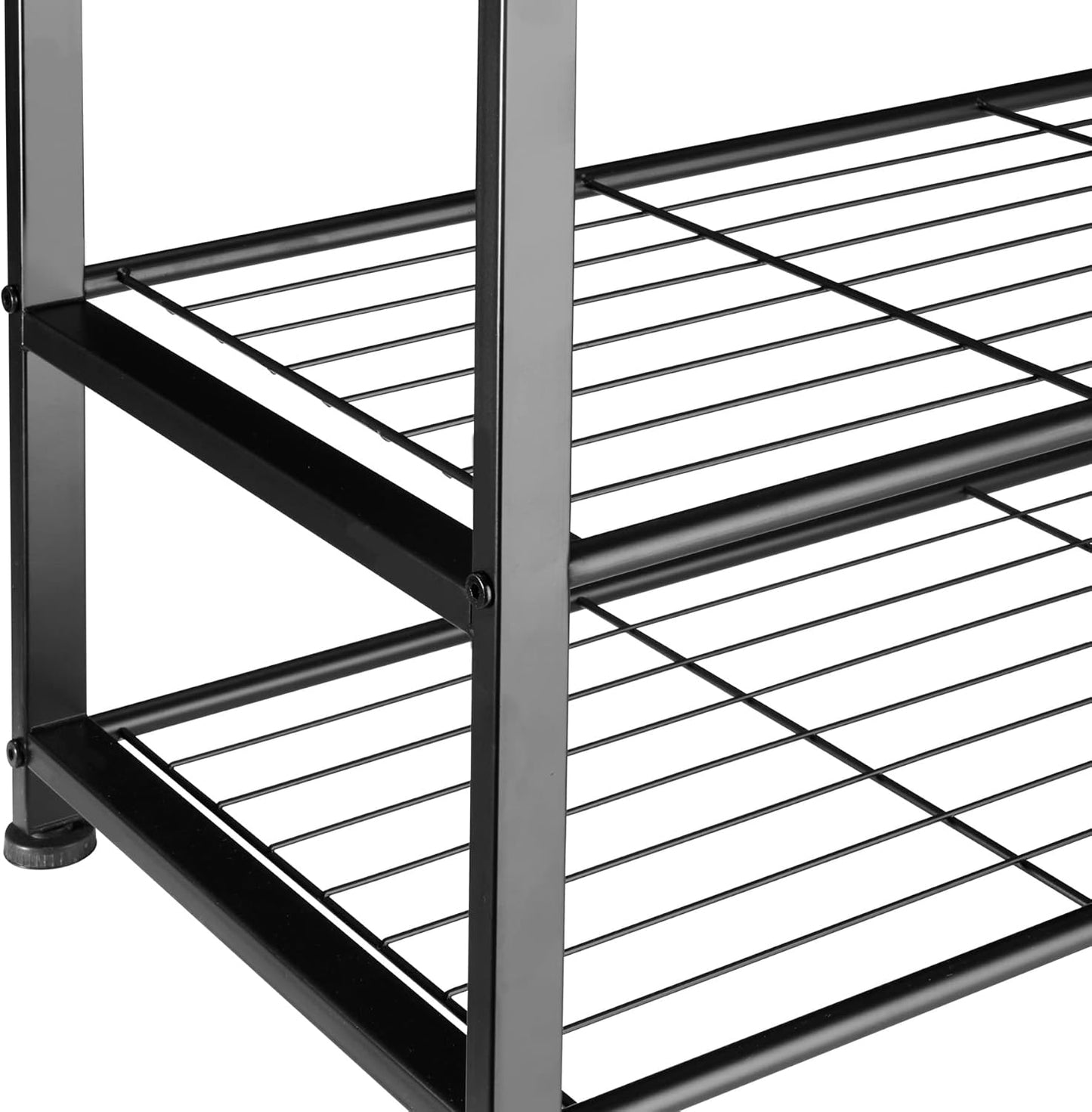 Shoe Rack with Seat, Shoe Bench Made of Wood and Metal, Industrial Design, 3 Tiers with 2 Grid Shelves, 91 x 36 x 55 cm, Black Metal Frame (Industrial Dark Brown)