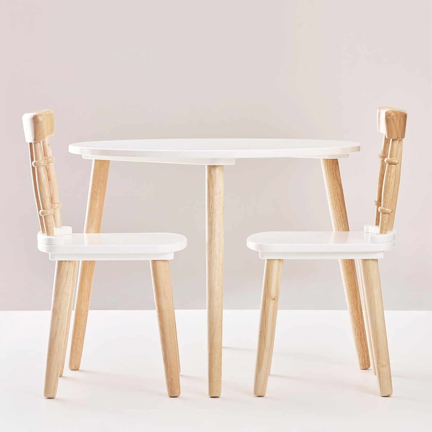 Le Toy Van - Honeybake - Table and Chairs - Kids Table and Chair Set - Natural Wood and White Chair and Table - 2 Chairs and 1 Table Set - Childrens Table and Chair Set - Age 3+ Years