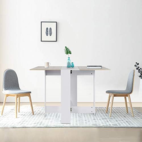 Folding Kitchen Table, Side Table with Wings, Kitchen Table, Finish and Oak, Folding Table with 2 Flaps, Melaminated Chipboard, 103 x 76 x 73.4 cm