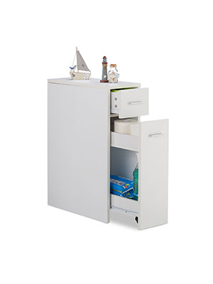 Relaxdays 1 x Alcove Cabinet with 2 Drawers for Bathroom, Kitchen, Living Room, Space Saving Alcove Shelf, H x W x D 61.5 x 20 x 45 cm, White