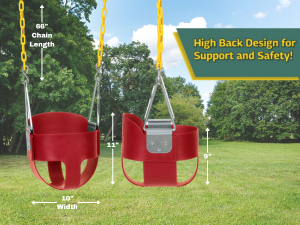 Eastern Jungle Gym Heavy-Duty High Back Full Bucket Toddler Swing Seat | Coated Swing Chains Fully Assembled | Blue Swing Set Accessory