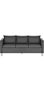 2-Seater Sofa with Cushions, Sofa Set, Faux Leather, Couch Set, Perfect for Home and Office, Grey