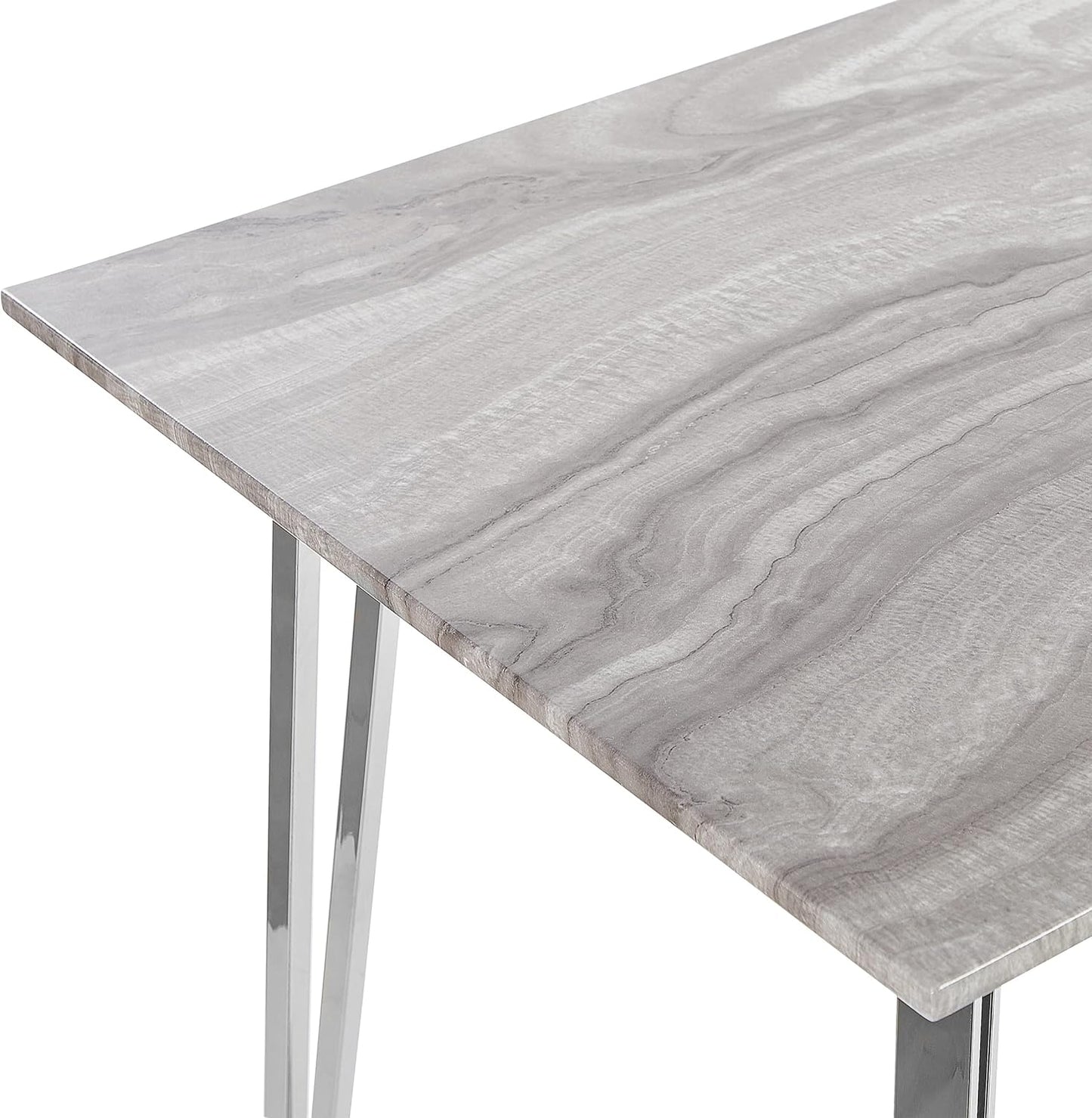 Dining Table Marble Look White / Silver Metal Frame Rectangular 120 x 70 cm Greyton