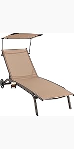 Sun Lounger with 5-Way Adjustable Backrest and Armrests, Garden Lounger Made of Textilene Fabric, Recliner Lounger up to 150 kg Load Capacity for Beach Garden Patio Black