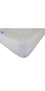 Waterproof Mattress Protector 200 x 240 cm with Corner Elastics Top Made of Absorbent Terry Cloth Fabric Underside Waterproof Made in Germany