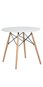 Round Dining Table Wood Pattern Table Round Kitchen Table Dining Room Table with Metal Legs for Offices Apartments Restaurants 90 x 90 x 75 cm (Wood)