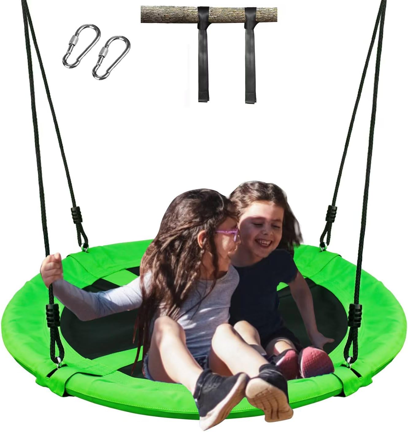 40" Tree Swing for Kids-Saucer Tree Swing Seat 500lbs Weight Capacity,Heavy Duty Saucer Swing for Kids Outdoor - Flying Saucer Swingset - Disc Swing for Backyard Playground （Green）