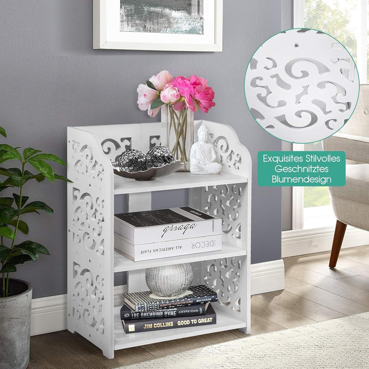 3 Tier Composite Wood Shoe Rack Plastic Furniture Organiser Storage White Openwork Shoe Rack 40x23x51cm White