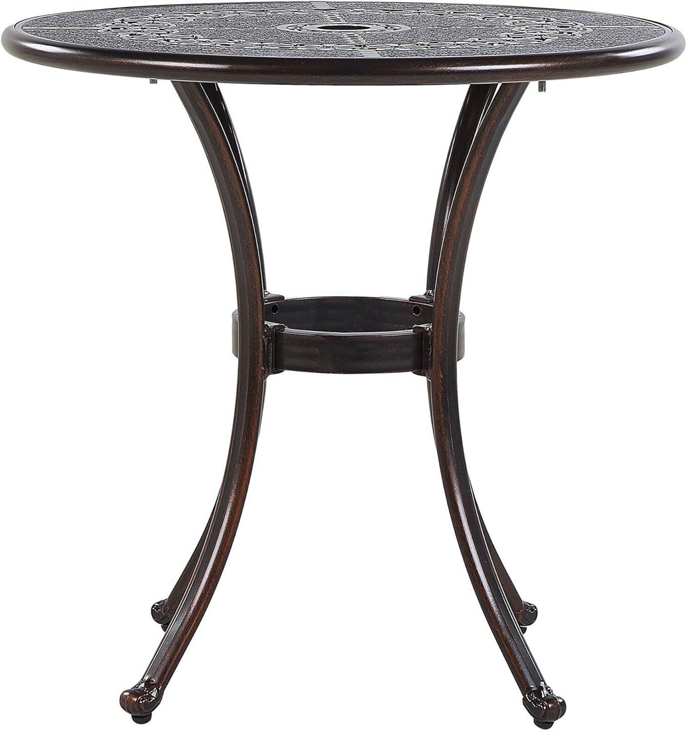 Garden Table Dark Brown Aluminium Diameter 65 cm Round Shape Retro