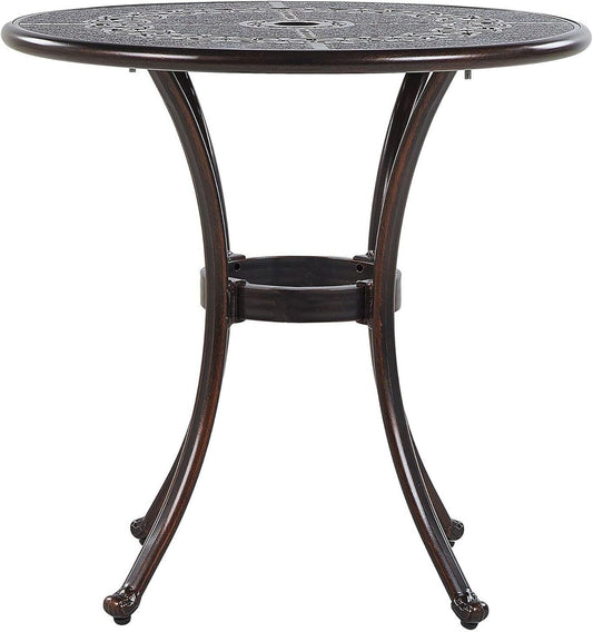 Garden Table Dark Brown Aluminium Diameter 65 cm Round Shape Retro