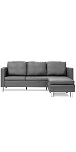 2-Seater Sofa with Cushions, Sofa Set, Faux Leather, Couch Set, Perfect for Home and Office, Grey