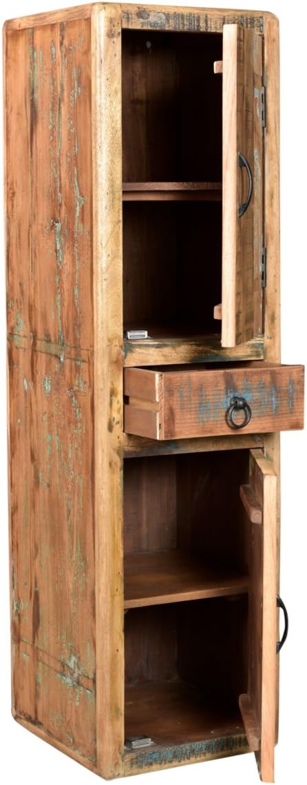 Calcutta Bathroom Tall Cabinet Recycled Wood Colourful Rustic Bathroom Tall Cabinet Solid Bathroom Furniture Solid Wood Bathroom Tall Cabinet Wall Cabinet (without Base)