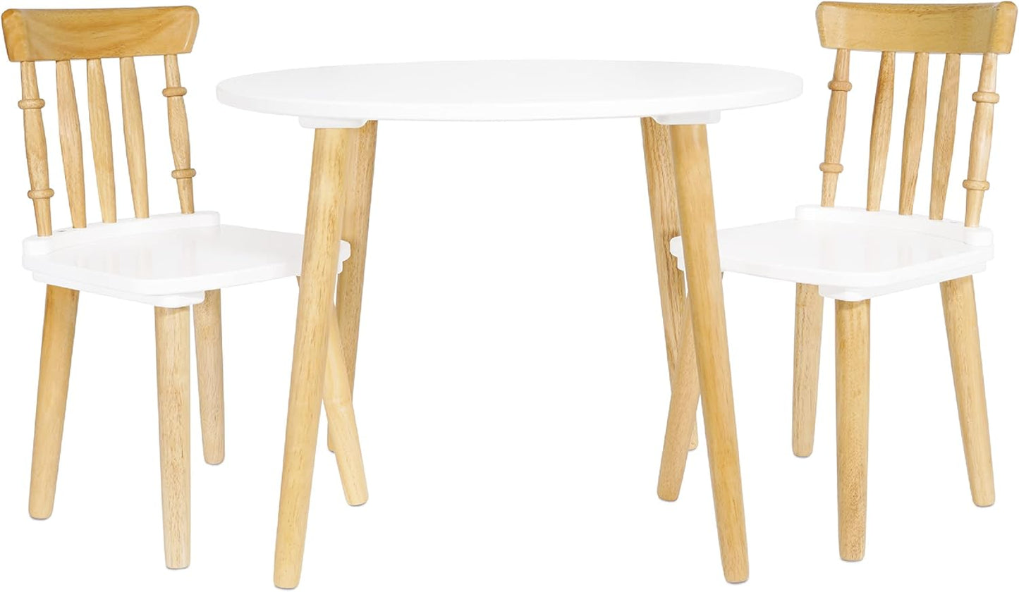 Le Toy Van - Honeybake - Table and Chairs - Kids Table and Chair Set - Natural Wood and White Chair and Table - 2 Chairs and 1 Table Set - Childrens Table and Chair Set - Age 3+ Years