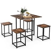 5 Piece Dining Table Set, Kitchen Table with 4 Chairs, Dining Set for 4 People, Rectangular Industrial Style Dining Room Table, Dining Set for Dining Room, Kitchen, Space Saving, Grey