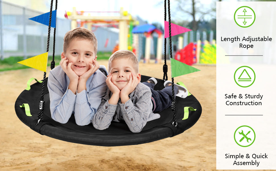 Tree Swing, Saucer Flying Swing 40 Inch for Kids, 900lbs Weight Capacity, with Adjustable Hanging Straps, for Backyard and Outdoor, Gifts for Kids, Black