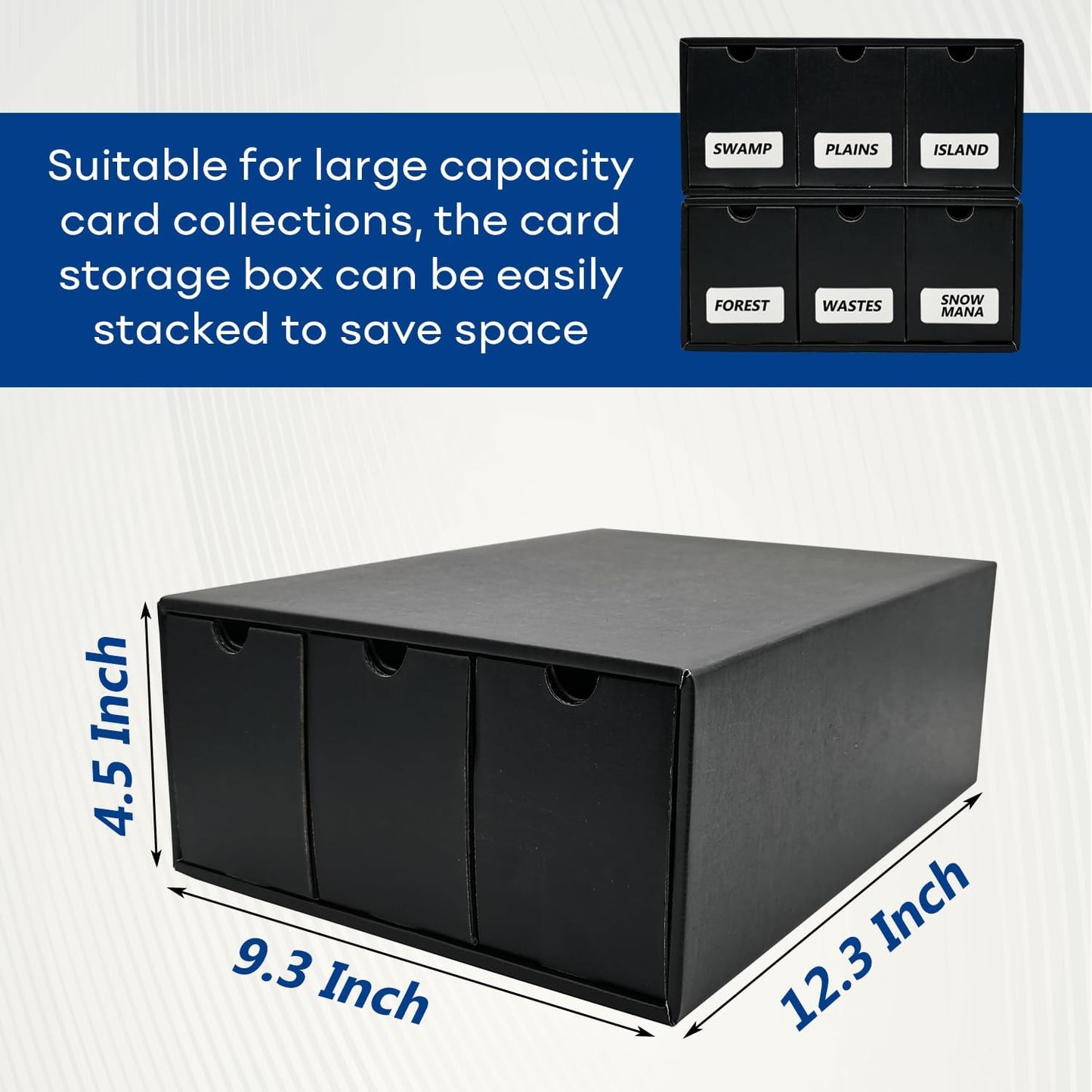 Trading Cardboard Card Storage Box - with 12 600-Count & 50 Card Dividers, Collectors Card Organizer Box for MTG Baseball Card Collection