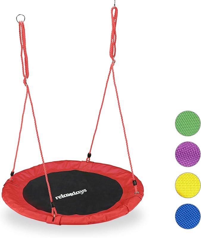 Relaxdays Nest Swing For Children and Adults, Round, Adjustable, Diameter: 90 cm, Disc Swing, Up To 100 kg, Various Colours, green