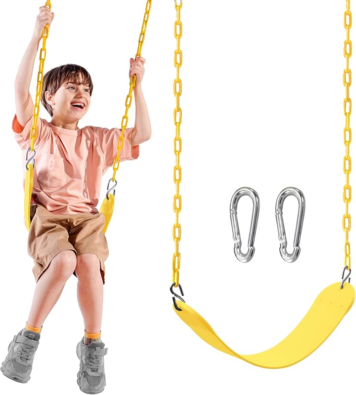 TURFEE Swing for Outdoor Swing Set - Pack of 1 Seat Replacement Kit with Heavy Duty Chains - Backyard Swingset Playground Accessories for Kids (Blue)