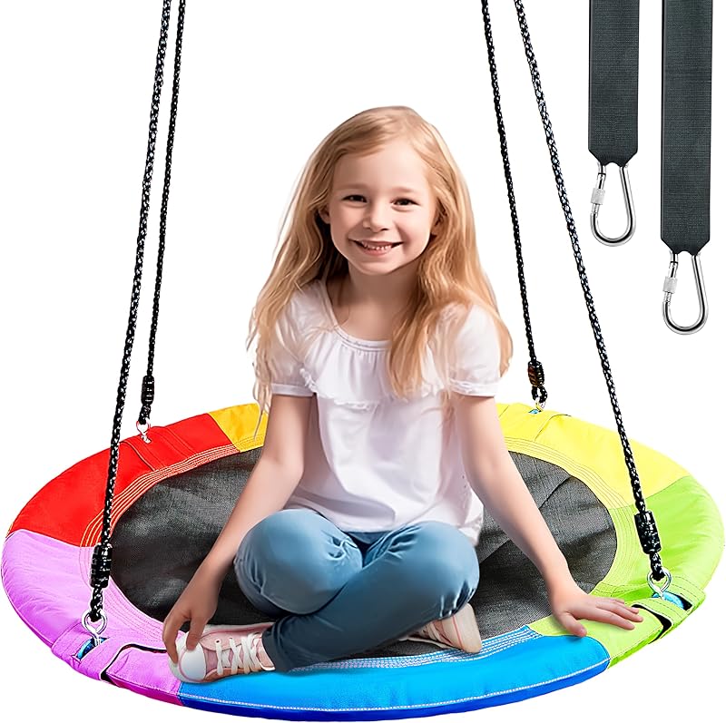 TURFEE 40" Saucer Tree Swing Set - 700Lb Weight Capacity, 900D Oxford Waterproof, with Hanging Straps Swings for Kids Playground Outdoor Activity Backyard Daily Exercise Fun(Blue)