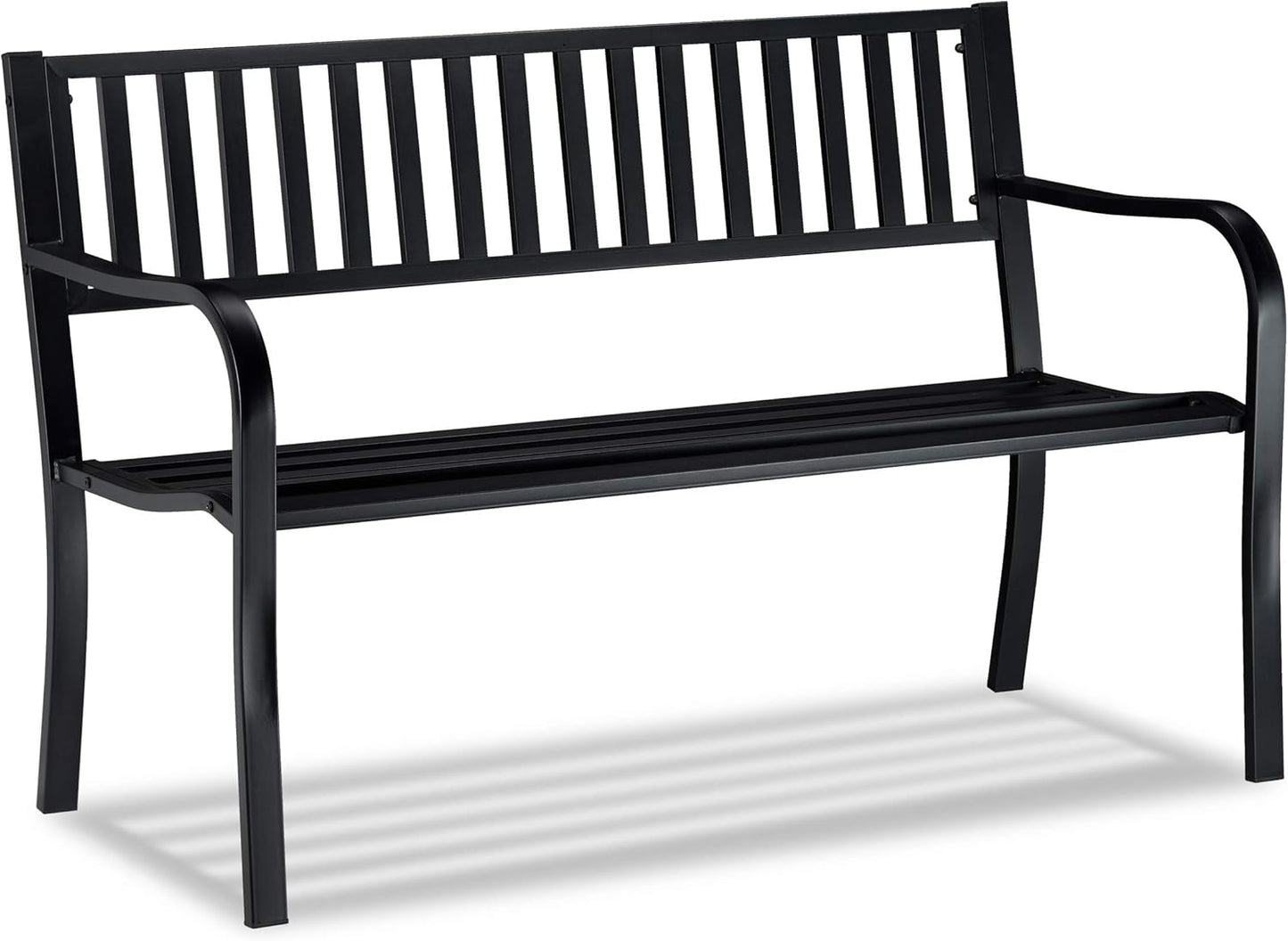 Garden Bench, Comfortable 2 Seater, Heavy Duty Metal Bench for Patio, Balcony, HBT 82 x 127.5 x 59.5 cm, Black