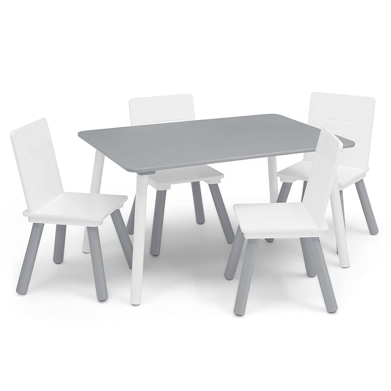 Delta Children Kids Table and Chair Set (4 Chairs Included), Grey/Blue