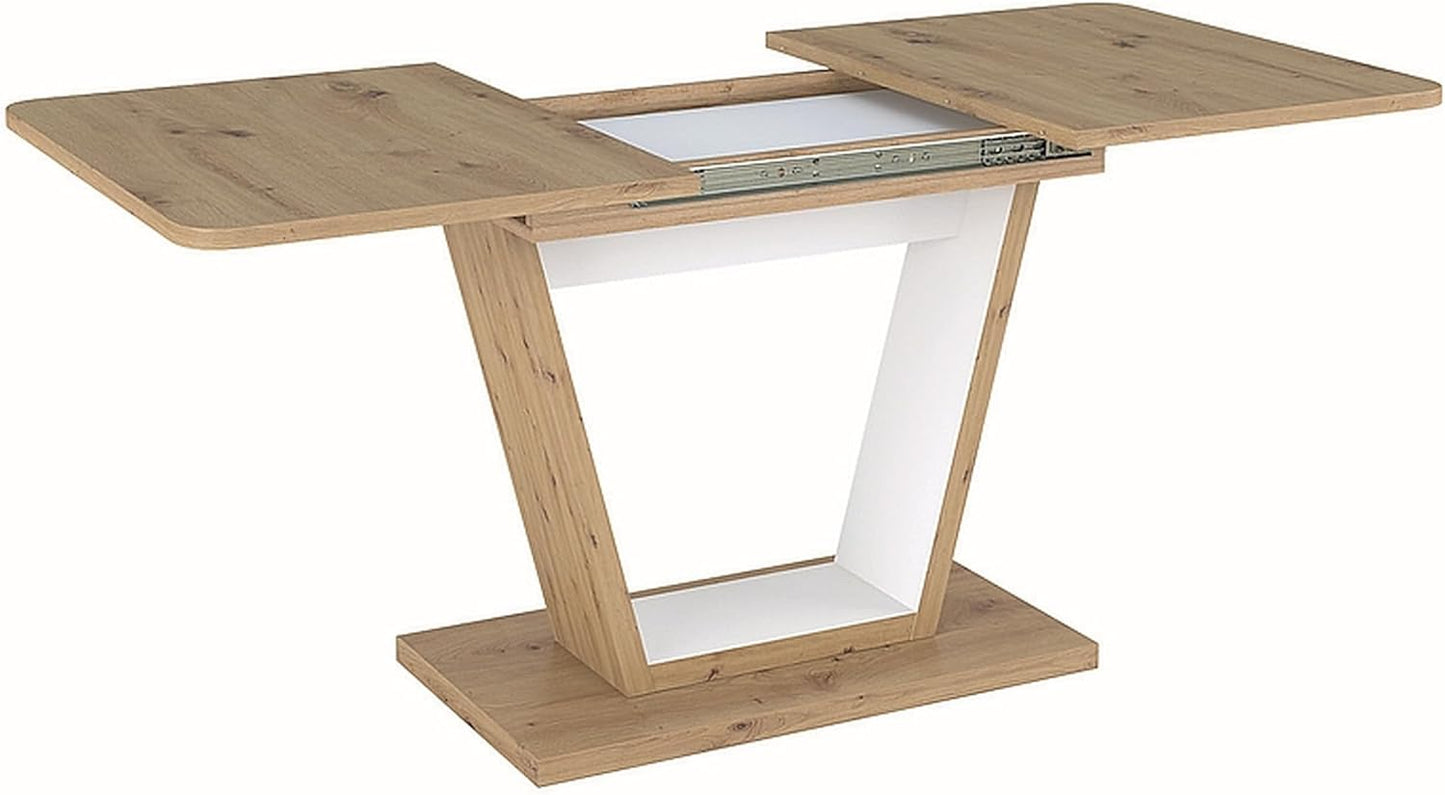 Designer Dining Table GS-777 Artisan Oak - White Matt Extendible 120 - 160 cm