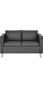 2-Seater Sofa with Cushions, Sofa Set, Faux Leather, Couch Set, Perfect for Home and Office, Grey