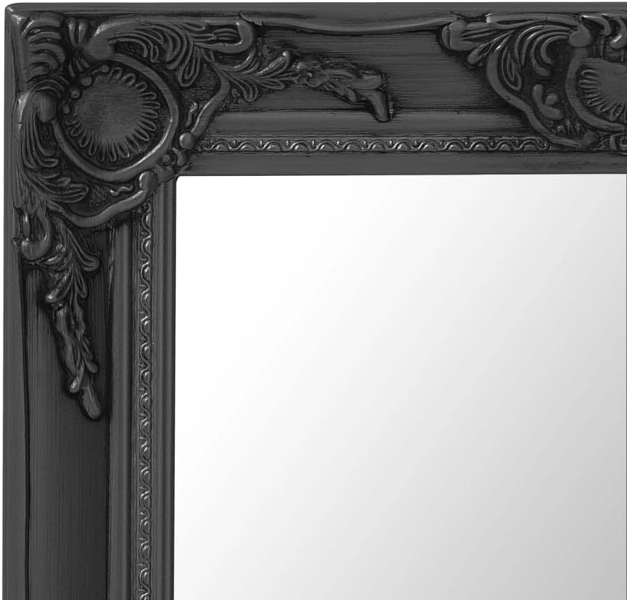 Wall Mirror in Baroque Style Antique with Mounting Hooks Hanging Mirror Decorative Mirror Bathroom Mirror Hallway Mirror Wardrobe 50 x 80 cm Black