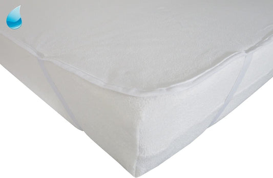 Waterproof Mattress Protector 200 x 240 cm with Corner Elastics Top Made of Absorbent Terry Cloth Fabric Underside Waterproof Made in Germany